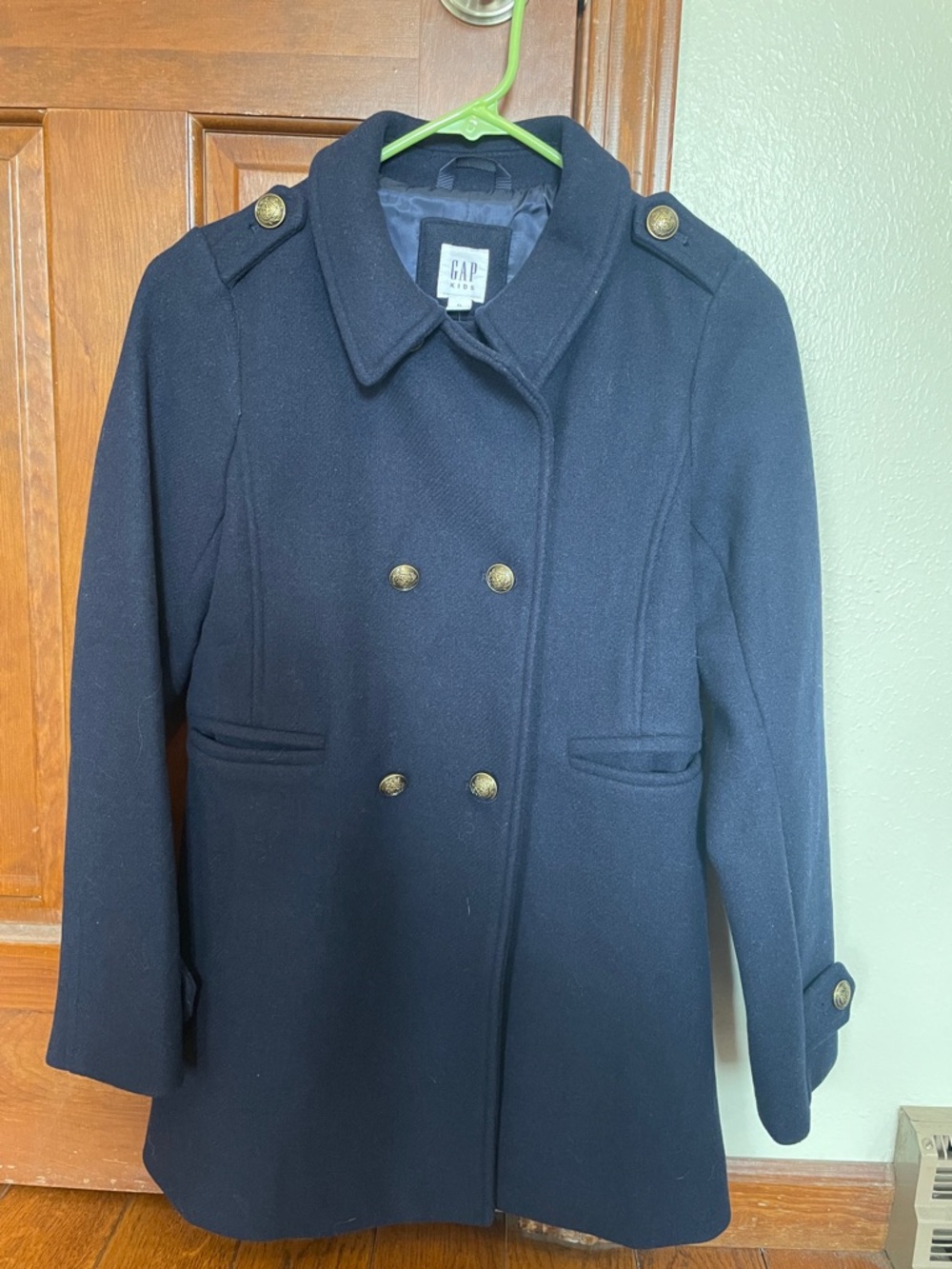 GAP Navy Double-Breasted Pea Coat with Buttons